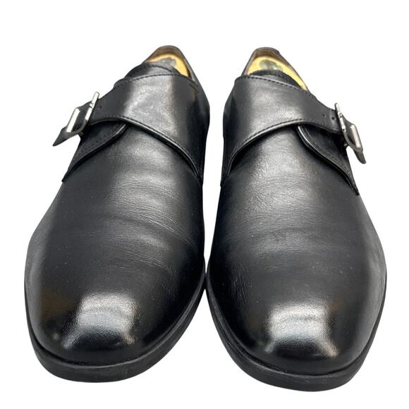 Clarks TOR Ltd England Black Leather Monk Strap Almond Toe Dress Loafer Men 10.5 main image 6